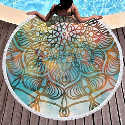 Go Go Grifendoor Toalla de playa redonda de lujo para esterilla de yoga, color blanco, 150 cm