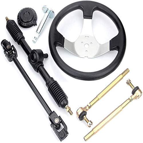 Go-Kart 300 mm Volante Volante Volante Volante Barra de dirección, juego de barras de dirección, volante de barco, timón, Rack Kit con Piñón y herramientas de montaje Go-Kart 300 mm Volante Volante Volante Volante Barra de dirección, juego de barras de dirección, volante de barco, timón, Rack Kit con Piñón y herramientas de montaje