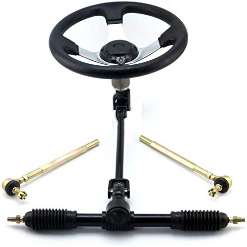 Go-Kart 300 mm Volante Volante Volante Volante Barra de dirección, juego de barras de dirección, volante de barco, timón, Rack Kit con Piñón y herramientas de montaje Go-Kart 300 mm Volante Volante Volante Volante Barra de dirección, juego de barras de dirección, volante de barco, timón, Rack Kit con Piñón y herramientas de montaje