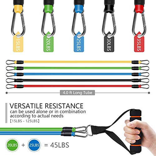 GOAMZ Cuerda de Resistencia Banda de Resistencia Deportiva de 11 Piezas para Estiramiento Muscular Entrenamiento de Fuerza y Entrenamiento de Fisioterapia de Rehabilitación Médica