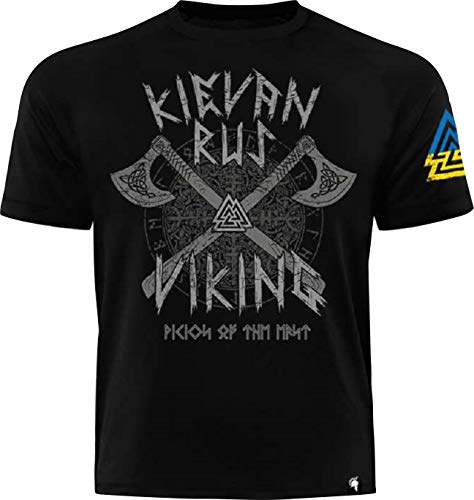 GODSRAGE - Kievan Rus Viking – Camiseta de manga corta, ropa deportiva, ropa de fitness – Classic Negro L