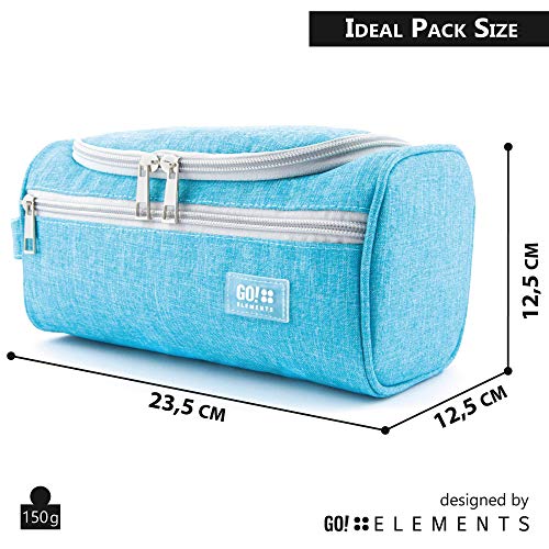 GO!elements® Bolsa de Aseo | Mochila para Colgar Hombres y Mujeres | Bolso cosmético Hombre Mujer para Maletas y Equipaje de Mano | Bolsa de Viaje Bolsa de Lavado, Color:Turquesa