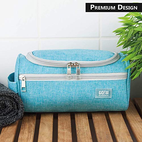 GO!elements® Bolsa de Aseo | Mochila para Colgar Hombres y Mujeres | Bolso cosmético Hombre Mujer para Maletas y Equipaje de Mano | Bolsa de Viaje Bolsa de Lavado, Color:Turquesa