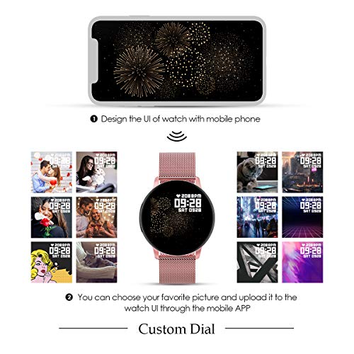 GOKOO Reloj Inteligente Mujer Smartwatch 1.3“ IPS Pantalla Pulsera Actividad Completa Táctil Reloj Deportivo IP67 Impermeable Compatible con Android iOS (Rosado)