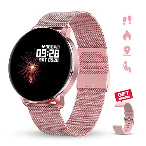 GOKOO Reloj Inteligente Mujer Smartwatch 1.3“ IPS Pantalla Pulsera Actividad Completa Táctil Reloj Deportivo IP67 Impermeable Compatible con Android iOS (Rosado)