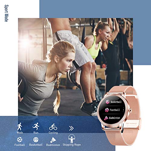 GOKOO Relojs Inteligente Mujer Smartwatch Deportivo Fitness Monitores Actividad Pulsera Actividad Inteligente Pantalla Táctil Impermeable IP67 Pulsómetros Presión Arterial para Android iOS