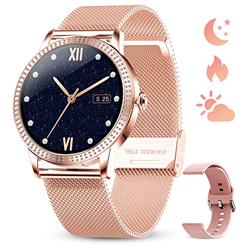 GOKOO Relojs Inteligente Mujer Smartwatch Deportivo Fitness Monitores Actividad Pulsera Actividad Inteligente Pantalla Táctil Impermeable IP67 Pulsómetros Presión Arterial para Android iOS GOKOO Relojs Inteligente Mujer Smartwatch Deportivo Fitness Monitores Actividad Pulsera Actividad Inteligente Pantalla Táctil Impermeable IP67 Pulsómetros Presión Arterial para Android iOS