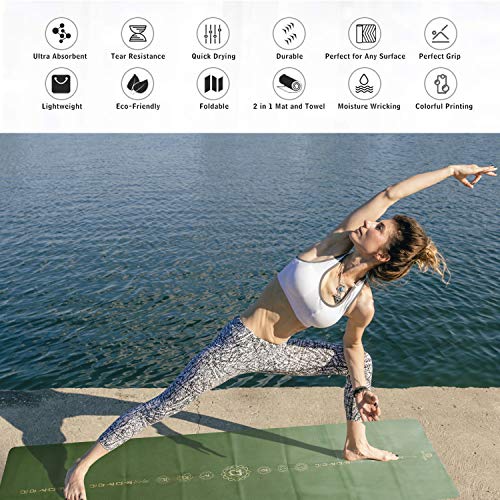 GOLDEN® Esterilla de Yoga de Viaje, Antideslizante, 1/17 Pulgadas - 1,5mm, Lavable, Plegable, 2 en 1, de Caucho Natural con Bolsa de transporte, para Yoga, Pilates, Ejercicios de Piso, XL, 183 x 68 cm