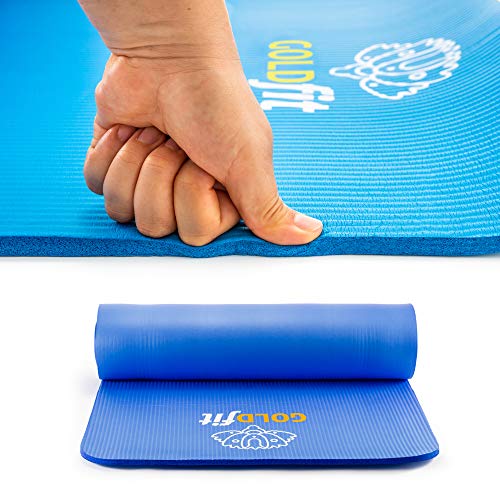 GOLDFIT Set de Esterilla Yoga Mat Antideslizante. Colchoneta de Deporte, Fitness y Pilates con Botella, Toalla Microfibra, Correa y Funda Porta Alfombra. Estera de Ejercicios Gruesa 10mm, 180x60cm.