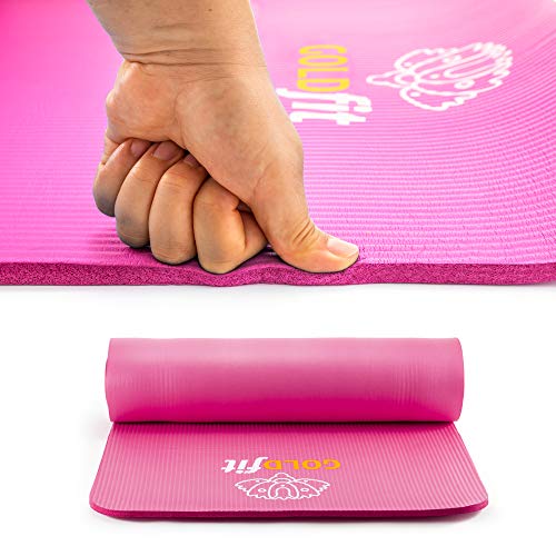 GOLDFIT Set de Esterilla Yoga Mat Antideslizante. Colchoneta de Deporte, Fitness y Pilates con Botella, Toalla Microfibra, Correa y Funda Porta Alfombra. Estera de Ejercicios Gruesa 10mm, 180x60cm.