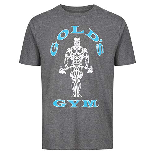 Gold's Gym Camiseta de Manga Corta para Hombre, para Entrenamiento, Fitness, Gimnasio, Deportes, Hombre, Camiseta Deportiva de Entrenamiento, GGTS002_GMTUR_M, Gris Marl/Turquesa, M