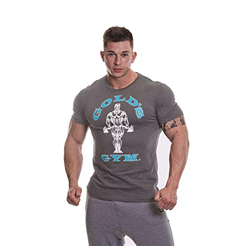 Gold's Gym Camiseta de Manga Corta para Hombre, para Entrenamiento, Fitness, Gimnasio, Deportes, Hombre, Camiseta Deportiva de Entrenamiento, GGTS002_GMTUR_M, Gris Marl/Turquesa, M