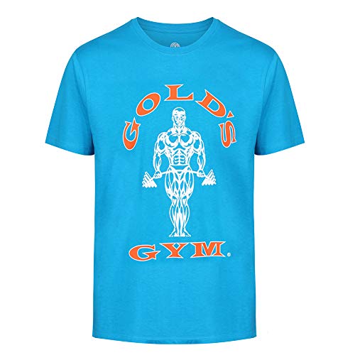 Golds Gym Joe Muscular Entrenamiento de Gimnasia de Oro Premium Hombre Entrenamiento de la Aptitud Gimnasio de Deportes de la Camiseta, Turquesa/Naranja, S