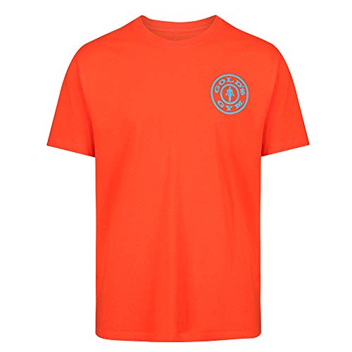 Gold's Gym Left Breast T-Shirt Camiseta básica de Entrenamiento para Hombre con Logotipo, Naranja/Turquesa, XXL