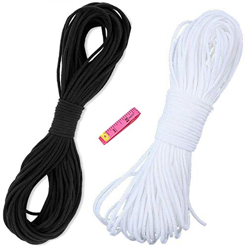 Goma Elastica Costura 2 piezas, Elastica Redondos Cintas Elásticas Costura Y Manualidades DIY Cordón Goma Elástico para Coser Ropa【3mm, 20m】