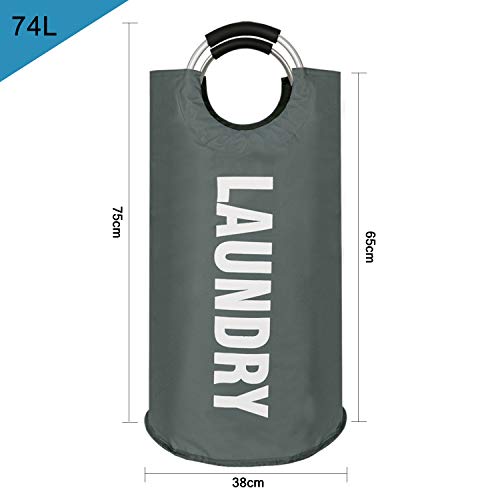 GoMaihe 82L Cesto Ropa Sucia, de Ropa Bin Bolsas Cestos para la Colada con Manija de aleación, Bolsa Ropa Sucia Cubo de Almacenamiento de Cesta Lavandería Redonda Plegable Ropa Familia, Gris GoMaihe 82L Cesto Ropa Sucia, de Ropa Bin Bolsas Cestos para la Colada con Manija de aleación, Bolsa Ropa Sucia Cubo de Almacenamiento de Cesta Lavandería Redonda Plegable Ropa Familia, Gris
