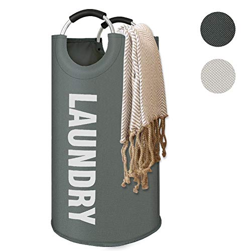 GoMaihe 82L Cesto Ropa Sucia, de Ropa Bin Bolsas Cestos para la Colada con Manija de aleación, Bolsa Ropa Sucia Cubo de Almacenamiento de Cesta Lavandería Redonda Plegable Ropa Familia, Gris GoMaihe 82L Cesto Ropa Sucia, de Ropa Bin Bolsas Cestos para la Colada con Manija de aleación, Bolsa Ropa Sucia Cubo de Almacenamiento de Cesta Lavandería Redonda Plegable Ropa Familia, Gris