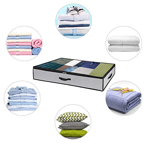 GoMaihe Bolsa de Almacenamiento 3 Pcs, Cajas Almacenaje Ropa 100x50x15cm Debajo de la Cama no Tejido de Gran Capacidad, Organizador de Transpirable con Cremallera Robusta, Edredón, Manta, Gris GoMaihe Bolsa de Almacenamiento 3 Pcs, Cajas Almacenaje Ropa 100x50x15cm Debajo de la Cama no Tejido de Gran Capacidad, Organizador de Transpirable con Cremallera Robusta, Edredón, Manta, Gris