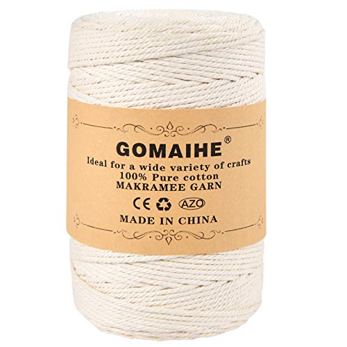 GoMaihe Macrame Cuerda, 3mm x 260m Cordón Hilo de Algodón Natural Colgante de Pared de Macramé, Bricolaje Artesanía Colgante de Pared Colgador de Planta Tejido Cordón Tejer Decoración Envolver, Beige GoMaihe Macrame Cuerda, 3mm x 260m Cordón Hilo de Algodón Natural Colgante de Pared de Macramé, Bricolaje Artesanía Colgante de Pared Colgador de Planta Tejido Cordón Tejer Decoración Envolver, Beige
