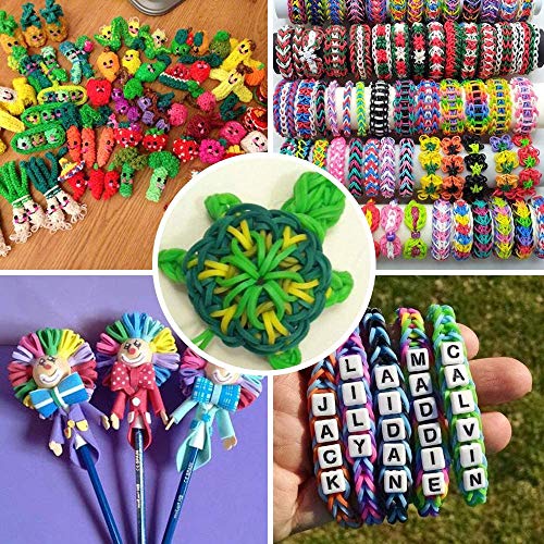 Gomas para hacer pulseras 600 pcs Kit de Pulseras de Goma， DIY para Hacer Joyas para Niños Pulseras Banda de Telar Juego creativo para niños