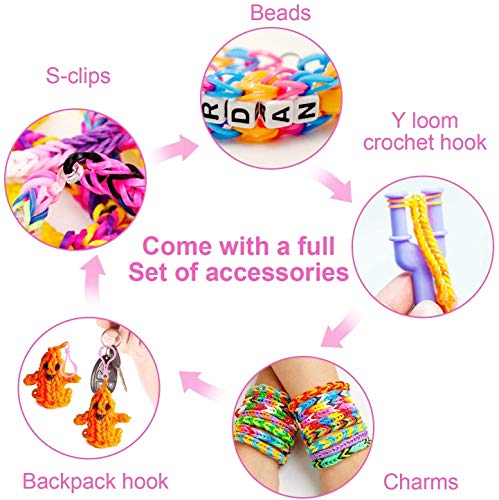 Gomas para hacer pulseras 600 pcs Kit de Pulseras de Goma, DIY para Hacer Joyas para Niños Pulseras Banda de Telar Juego creativo para niños Gomas para hacer pulseras 600 pcs Kit de Pulseras de Goma, DIY para Hacer Joyas para Niños Pulseras Banda de Telar Juego creativo para niños