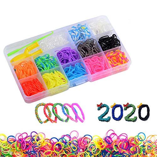 Gomas para hacer pulseras 600 pcs Kit de Pulseras de Goma， DIY para Hacer Joyas para Niños Pulseras Banda de Telar Juego creativo para niños