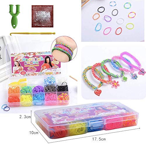 Gomas para hacer pulseras 600 pcs Kit de Pulseras de Goma， DIY para Hacer Joyas para Niños Pulseras Banda de Telar Juego creativo para niños