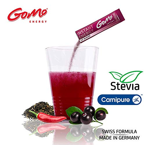 GoMo ENERGY® Bebida Energética de Metabolismo sin azúcar | + 1500mg L-Carnitina + 200mg Acai + 100mg Extracto de té verde + 70mg Cafeína + Vitaminas │ Bebida Termogénica | METABOLISER 30 raciones