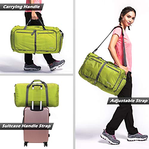 Gonex Bolsa de Viaje 60L, Plegable Ligero Bolso Equipaje Maleta Grande Bolsas Deportes Gimnasio Maletas de Mano Impermeable Duffel Travel Bag para Hombres y Mujeres Fin de Semana (Verde Claro)