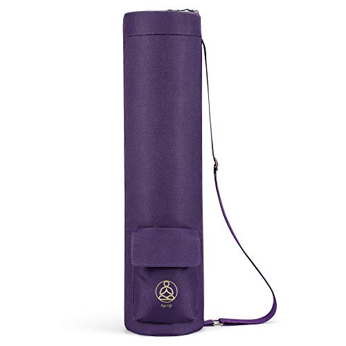 Gonex Bolsa para Colchoneta de Yoga, Funda Esterilla Yoga Ejercicios Fitness Duradera Tela Oxford Impermeable con 2 Bolsillos de Carga, Correa de Hombro Ajustable Extra Ancha Portátil (Morado)