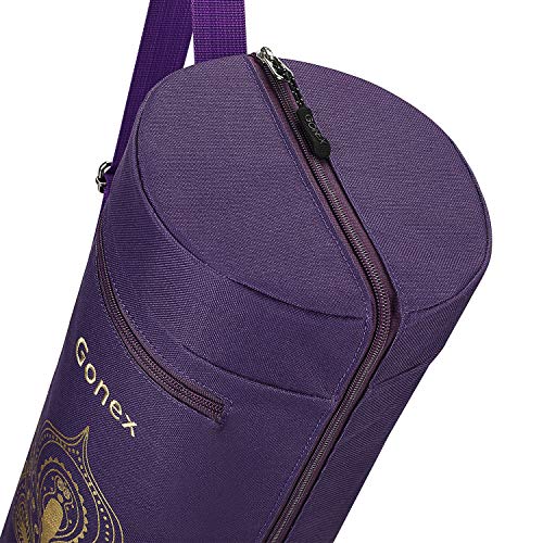 Gonex Bolsa para Colchoneta de Yoga, Funda Esterilla Yoga Ejercicios Fitness Duradera Tela Oxford Impermeable con 2 Bolsillos de Carga, Correa de Hombro Ajustable Extra Ancha Portátil (Morado)