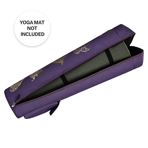 Gonex Bolsa para Colchoneta de Yoga, Funda Esterilla Yoga Ejercicios Fitness Duradera Tela Oxford Impermeable con 2 Bolsillos de Carga, Correa de Hombro Ajustable Extra Ancha Portátil (Morado)