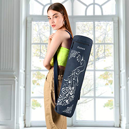 Gonex Bolsa para Colchoneta de Yoga, Funda Esterilla Yoga Ejercicios Fitness Duradera Tela Oxford Impermeable con 2 Bolsillos de Carga, Correa de Hombro Ajustable Extra Ancha Portátil (Azul)