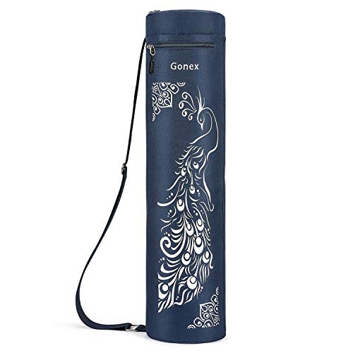 Gonex Bolsa para Colchoneta de Yoga, Funda Esterilla Yoga Ejercicios Fitness Duradera Tela Oxford Impermeable con 2 Bolsillos de Carga, Correa de Hombro Ajustable Extra Ancha Portátil (Azul)