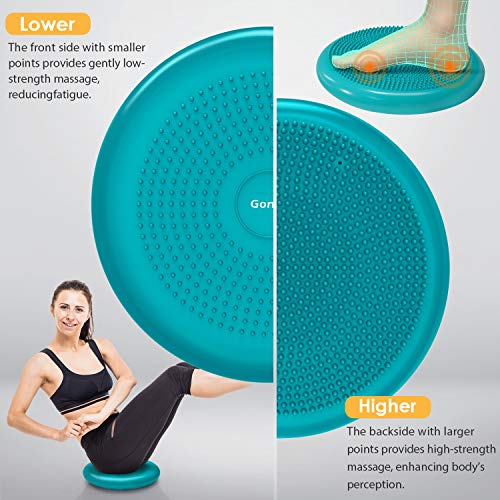 Gonex Cojín de Equilibrio Bomba Incluida para Fitness Yoga Pilates Deportes Ejercicios de Espalda Gimnasio, Asiento de Maniobra Cojin Hinchable Balance Disco para Mejorar Postura,34cm