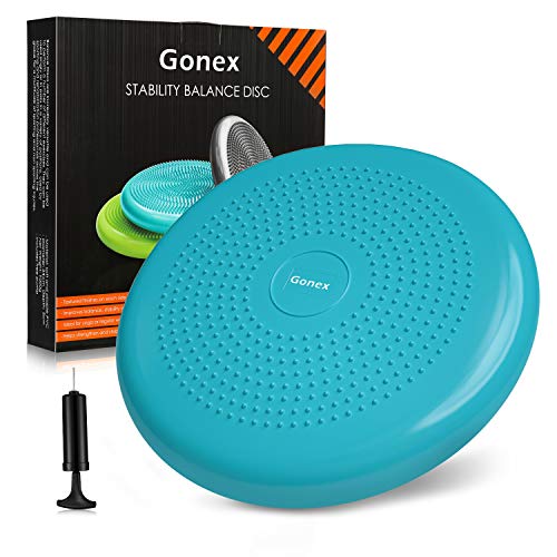 Gonex Cojín de Equilibrio Bomba Incluida para Fitness Yoga Pilates Deportes Ejercicios de Espalda Gimnasio, Asiento de Maniobra Cojin Hinchable Balance Disco para Mejorar Postura,34cm