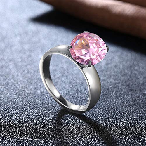 Good dress-ring Anillo de Mujer Pop Dance Zircon Oval Flat Ring Anillos de Acero de Titanio Anillos de Diamante Elíptica Simple de Mujer, Oro Rosado, 7