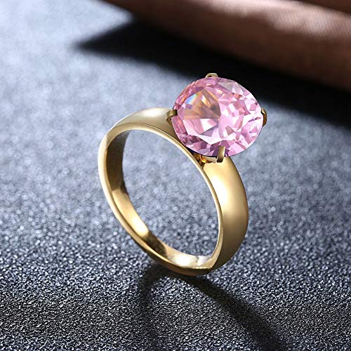 Good dress-ring Anillo de Mujer Pop Dance Zircon Oval Flat Ring Anillos de Acero de Titanio Anillos de Diamante Elíptica Simple de Mujer, Oro Rosado, 8