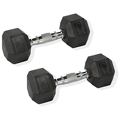 Goodbuy - 2 unidades de 1kg, Mancuernas hexagonales de hierro fundido recubiertas de caucho, ergonómicas, empuñadura antideslizante Goodbuy - 2 unidades de 1kg, Mancuernas hexagonales de hierro fundido recubiertas de caucho, ergonómicas, empuñadura antideslizante