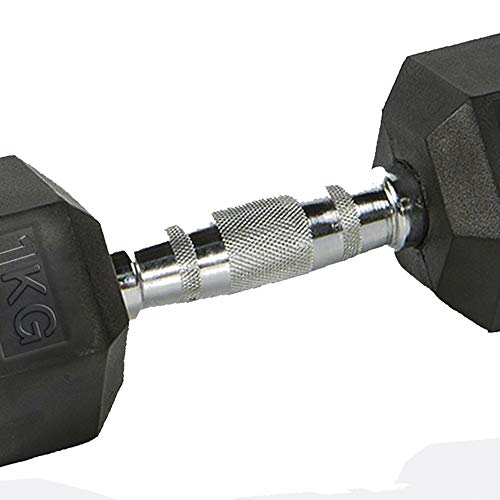 Goodbuy - 2 unidades de 1kg, Mancuernas hexagonales de hierro fundido recubiertas de caucho, ergonómicas, empuñadura antideslizante Goodbuy - 2 unidades de 1kg, Mancuernas hexagonales de hierro fundido recubiertas de caucho, ergonómicas, empuñadura antideslizante