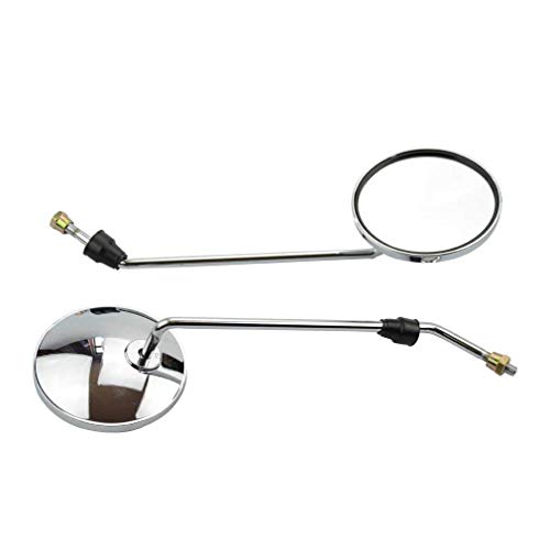 GOOFIT 8mm Espejo Retrovisor Moto Circular Universal para 50cc 125cc 150cc 250cc Scooter Ciclomotor Pit Bike ATV Plata GOOFIT 8mm Espejo Retrovisor Moto Circular Universal para 50cc 125cc 150cc 250cc Scooter Ciclomotor Pit Bike ATV Plata