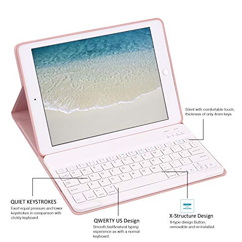 GOOJODOQ Funda de Teclado para iPad 2017/2018 9.7/ iPad Air, Cubierta de Soporte TPU Suave+Teclado