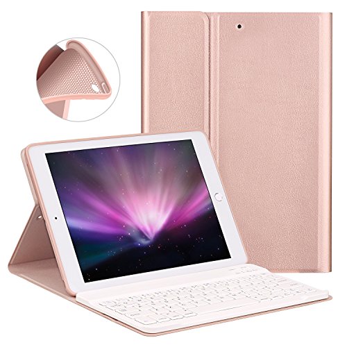 GOOJODOQ Funda de Teclado para iPad 2017/2018 9.7/ iPad Air, Cubierta de Soporte TPU Suave+Teclado