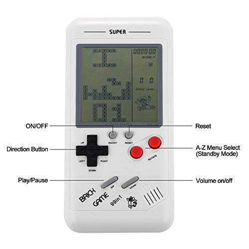 Goolsky RS-99 Consola de Juegos clásicos Juego de Bloques Tetris Juego de Rompecabezas Juegos de Mano Máquina de Juegos de Mano para niños Incorporados 26 Tipos de Juegos