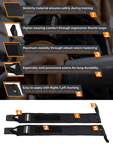 GORNATION® Power Wrist Wraps/Muñequeras Gym para una máxima Estabilidad y Mejor Rendimiento Entrenamiento con Pesas, musculación, Crossfit y calistenia - para Hombres y Mujeres (Black) GORNATION® Power Wrist Wraps/Muñequeras Gym para una máxima Estabilidad y Mejor Rendimiento Entrenamiento con Pesas, musculación, Crossfit y calistenia - para Hombres y Mujeres (Black)