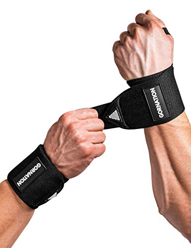 GORNATION® Power Wrist Wraps/Muñequeras Gym para una máxima Estabilidad y Mejor Rendimiento Entrenamiento con Pesas, musculación, Crossfit y calistenia - para Hombres y Mujeres (Black)