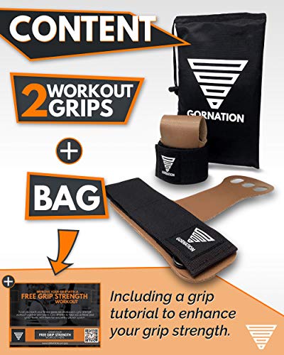 GORNATION Pull Up Grips y muñequera para protección de Manos, Wodies, Guantes para calistenia, Crossfit y Gimnasia GORNATION Pull Up Grips y muñequera para protección de Manos, Wodies, Guantes para calistenia, Crossfit y Gimnasia