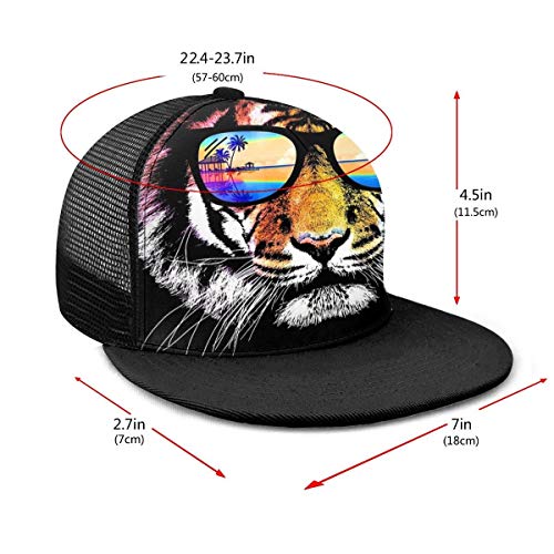 Gorra de béisbol Tiger con Gafas de Sol de Verano Hawaii Snapback Flat Bill Hip Hop Sombreros Sombrero de Camionero para Hombres Mujeres Negro