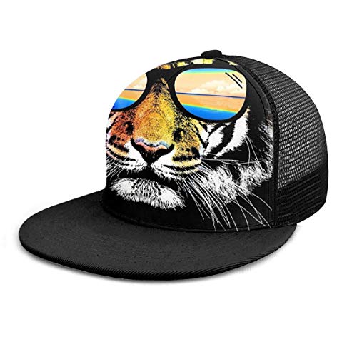 Gorra de béisbol Tiger con Gafas de Sol de Verano Hawaii Snapback Flat Bill Hip Hop Sombreros Sombrero de Camionero para Hombres Mujeres Negro