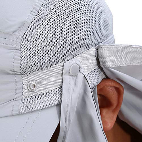 Gorra de Protección Solar Anti-UV, Sombrero Pesca del Sol Gorra al Aire Libre de Protección Solar Transpirable Cap Sombrero de Ala Ancha Protección UV Protege Cuello Cara para Hombre Mujer(Plata)